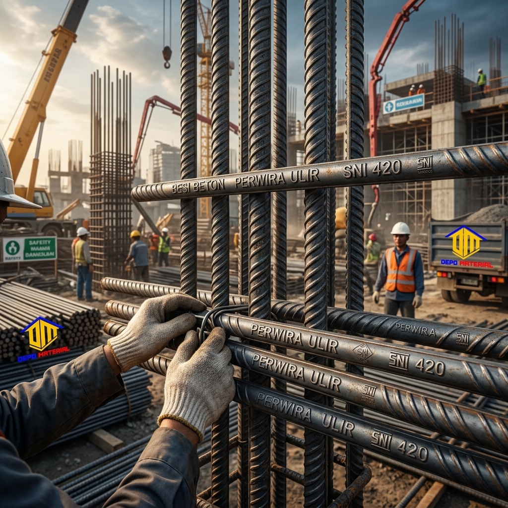 Keunggulan BESI BETON PERWIRA ULIR SNI 420 spesifikasi BESI BETON ULIR 22 PERWIRA SNI TS 420 B (35,81 KG)