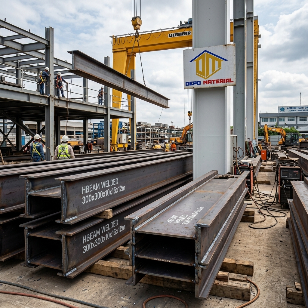 Keunggulan HBEAM WELDED spesifikasi HBEAM WELDED 300x300x10x15x12m (1.116 Kg)