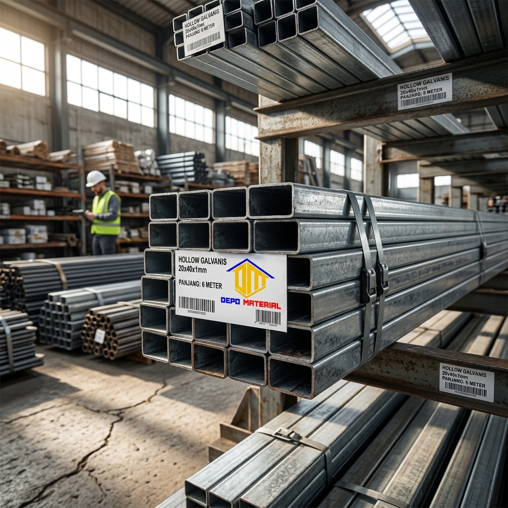 Rekomendasi Terbaik Keunggulan HOLLOW GALVANIS Spesifikasi HOLLOW GALVANIS  20 X 40 X 1mm X 6Mtr (5,32 Kg) Hanya di Depo Material
