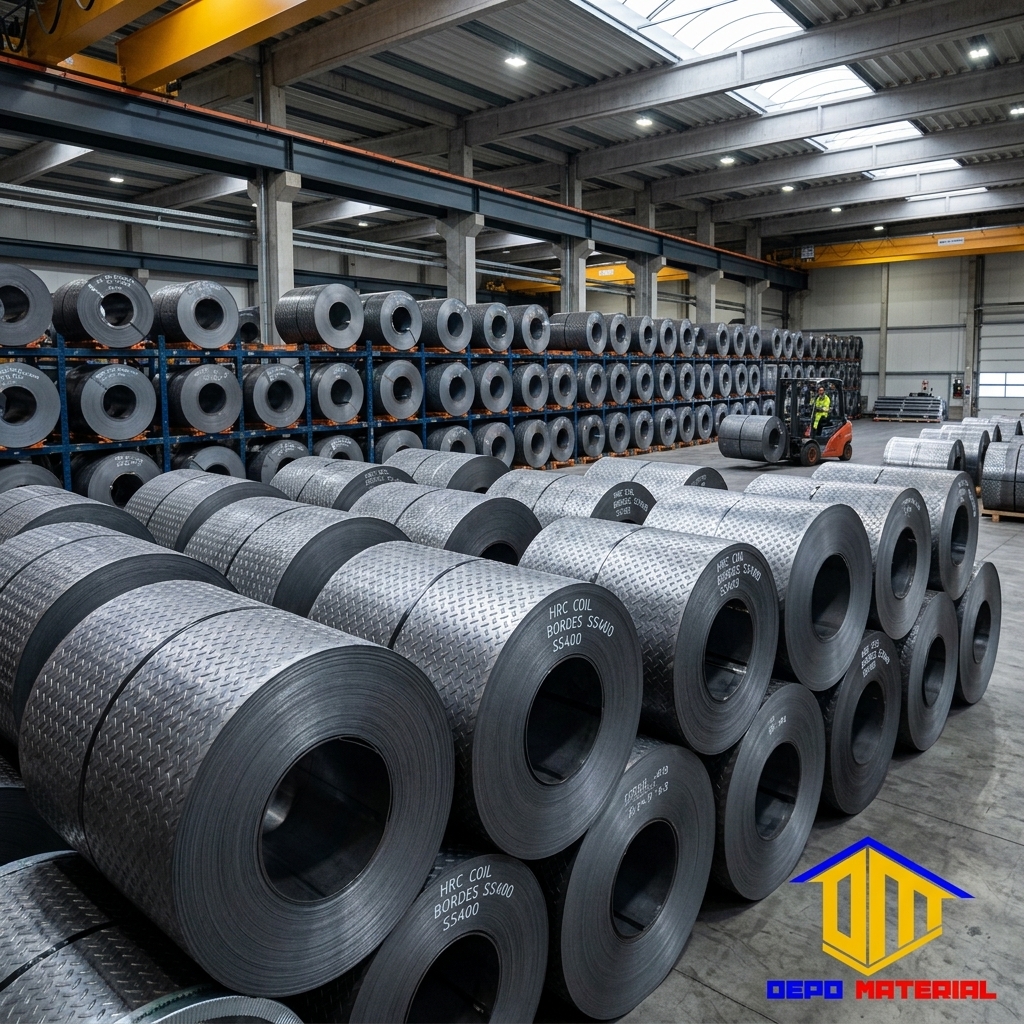 Rekomendasi Terbaik Keunggulan HRC COIL BOARDES Spesifikasi HRC COIL BORDES SS400, 1200x1,85MMxC (+-20 TON) Hanya di Depo Material