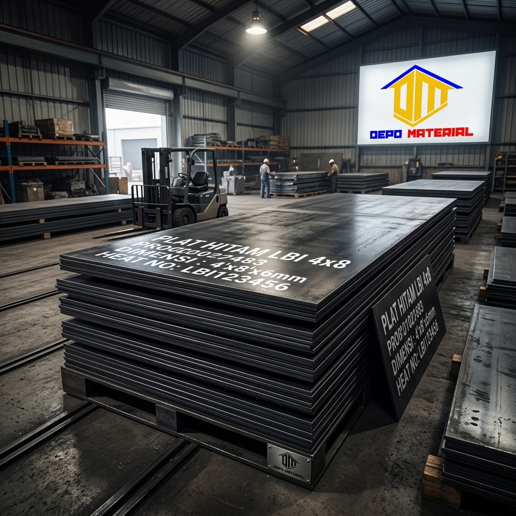 Rekomendasi Terbaik Keunggulan PLAT HITAM LBI 4X8 Spesifikasi PLAT HITAM LBI 8,7 X 4 X 8 (197 Kg) Hanya di Depo Material